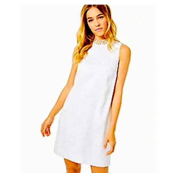 white beaded shift dress Jovani White Beaded Long Dress in Off White main image 1